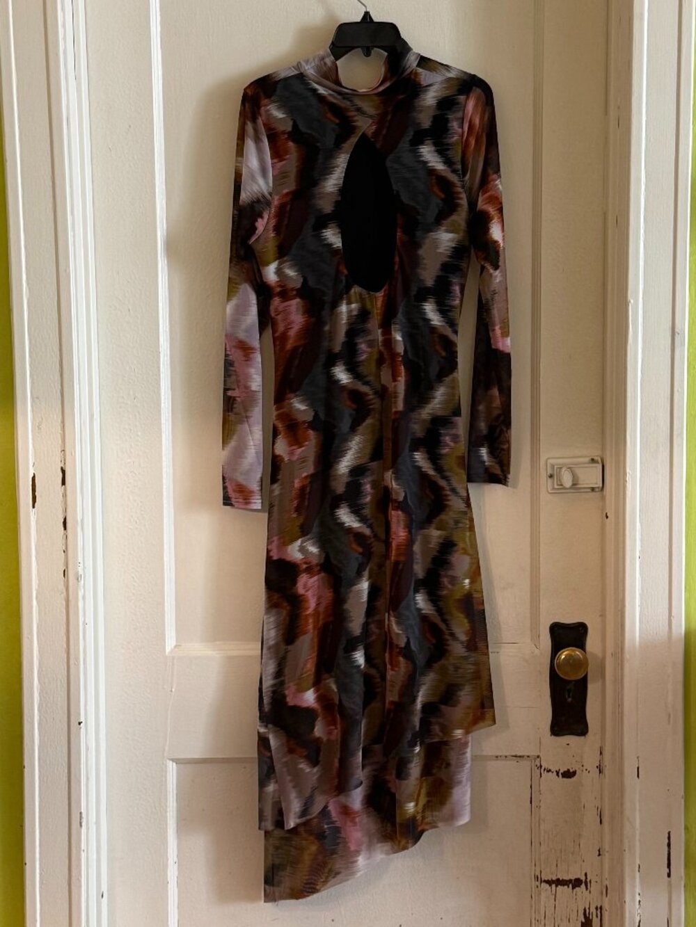 City Chic Asymmetric Mesh Dress Multi-Colored with Back Cut-out WORN ONCE